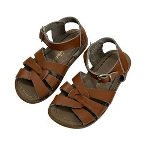 Saltwater Kids Leather Strappy Sandals, Tan size 8